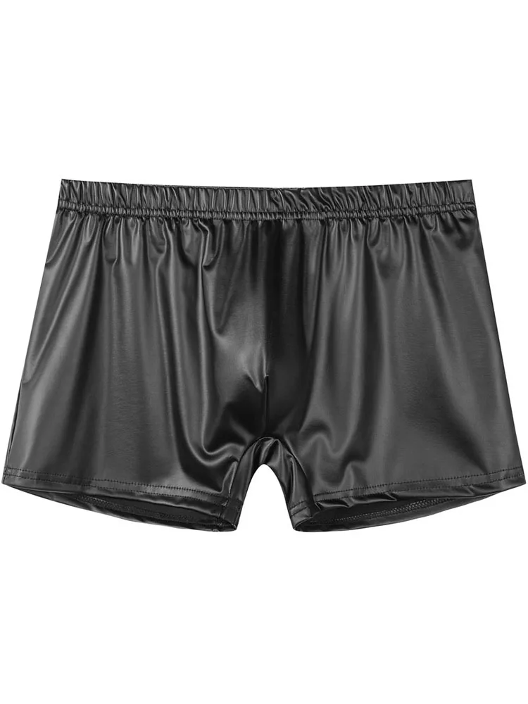 S-5XL Faux PU Leather Boxershorts Men Underwear Tight Convex Pouch Mens Boxer Briefs Shorts Hot Sexy Trunks Calconcillo Lingerie