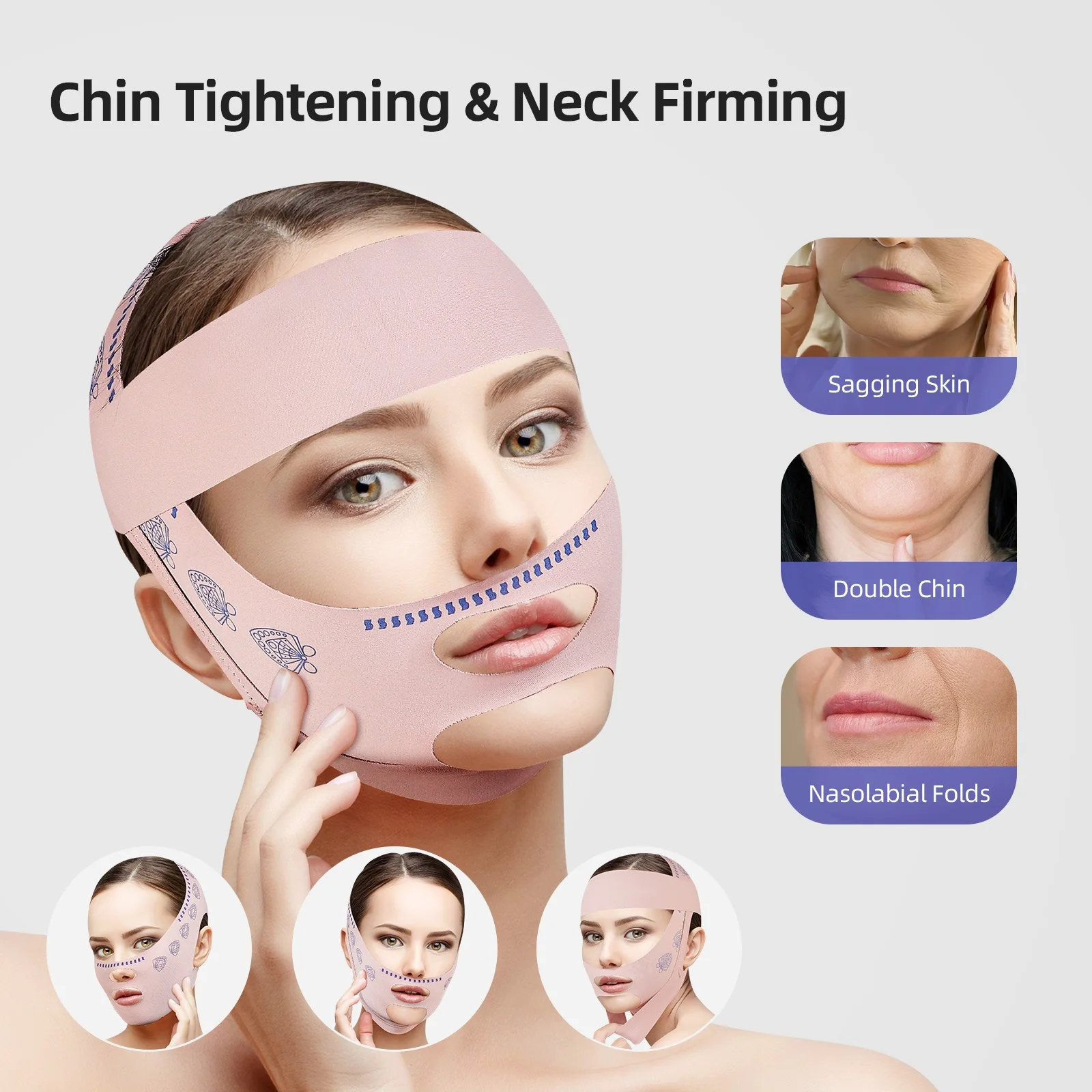 V Shaped Mask Strap Double-Chin Reducer Face Slimming Bandage Face Lifting Belt Double Deck Tightener Slim Strap