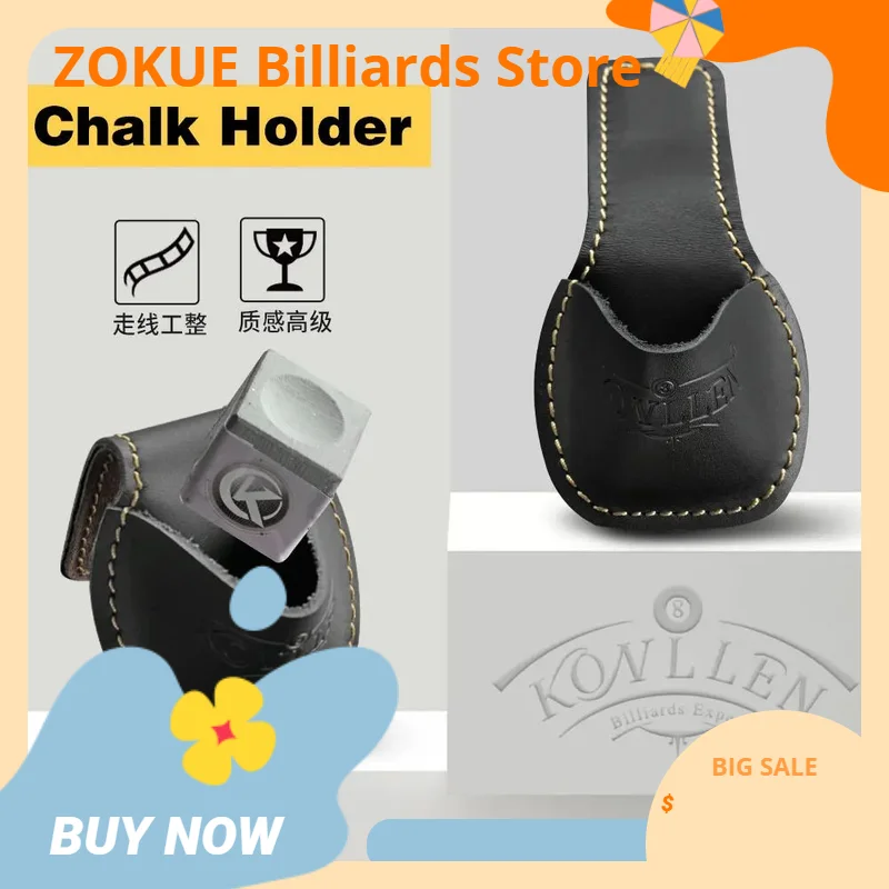 KONLLEN Billiards Chalk Holder Bag Pocket Leather Chalk Holder With Clip Snooker Pool Carom Professional Billiards Accessories