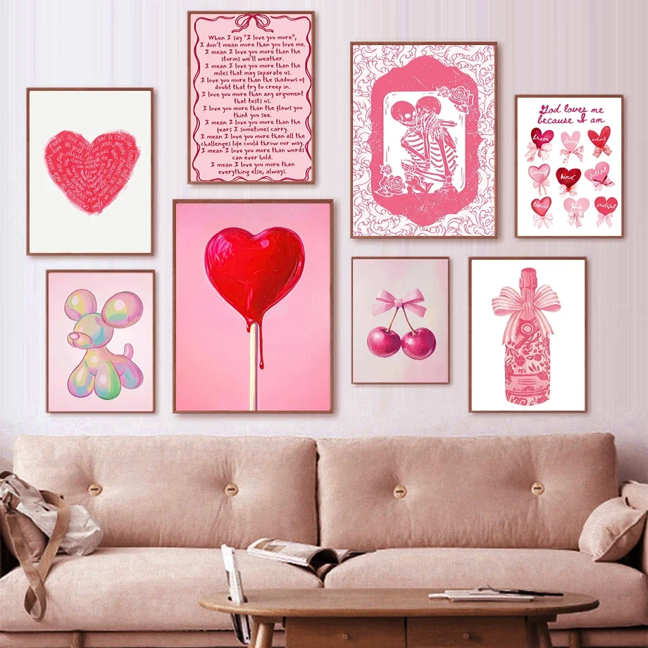 Póster lleno De amor declaración De amor pareja corazón rojo Cupido moda cuadro sobre lienzo para pared cartel nórdico casa nupcial De