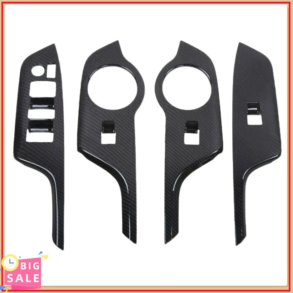 الحصري ألياف الكربون نمط ABS نافذة رفع التبديل غطاء لوحة أزرار الكسوة المحرك الأيمن لتويوتا C-HR حقوق الإنسان 2016-2018 #2