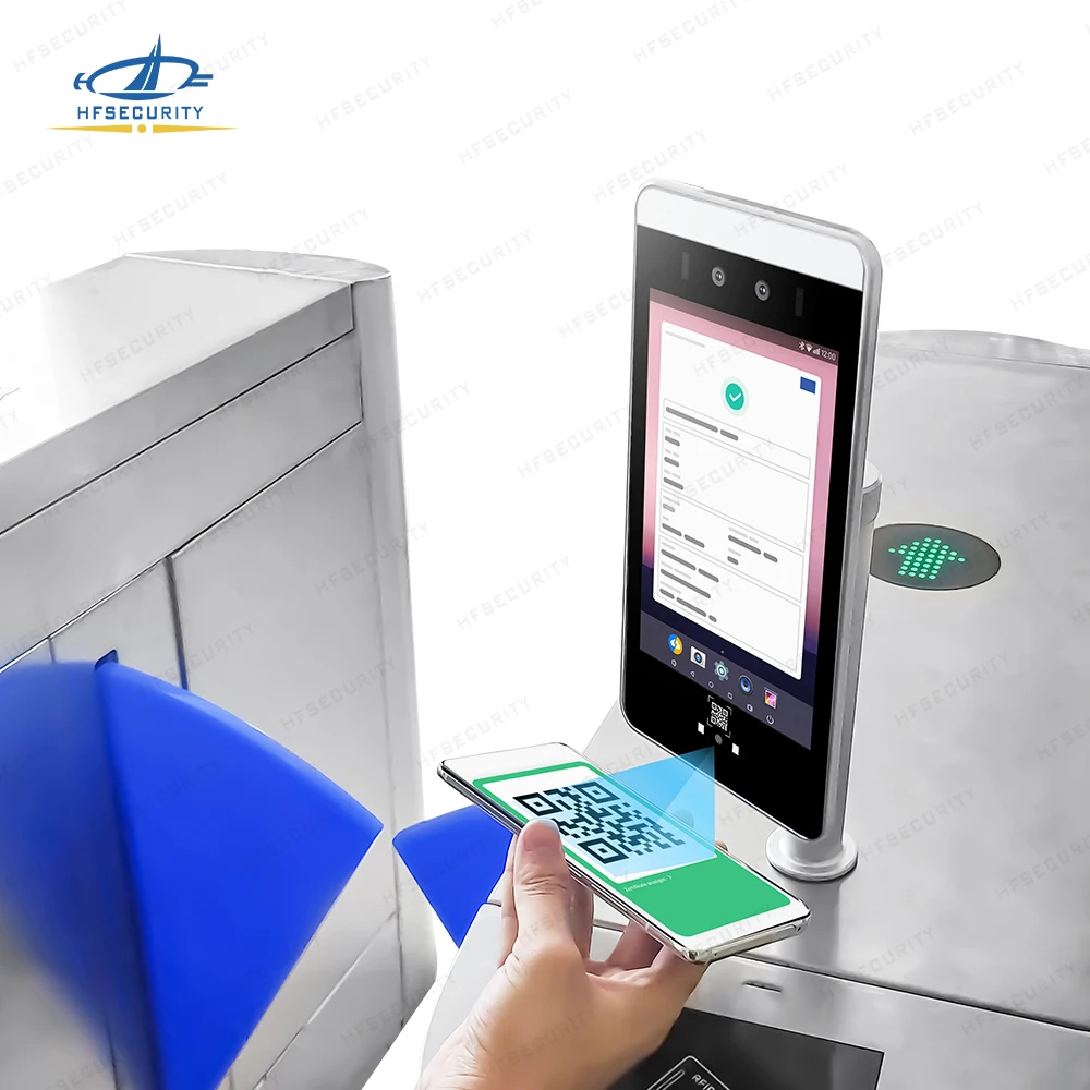 Sistem Kontrol Akses Layar Sentuh HFSecurity RA08 8'' dengan Perangkat Lunak Manajemen Siap Pakai, Kontrol Akses QR, Gerbang Putar