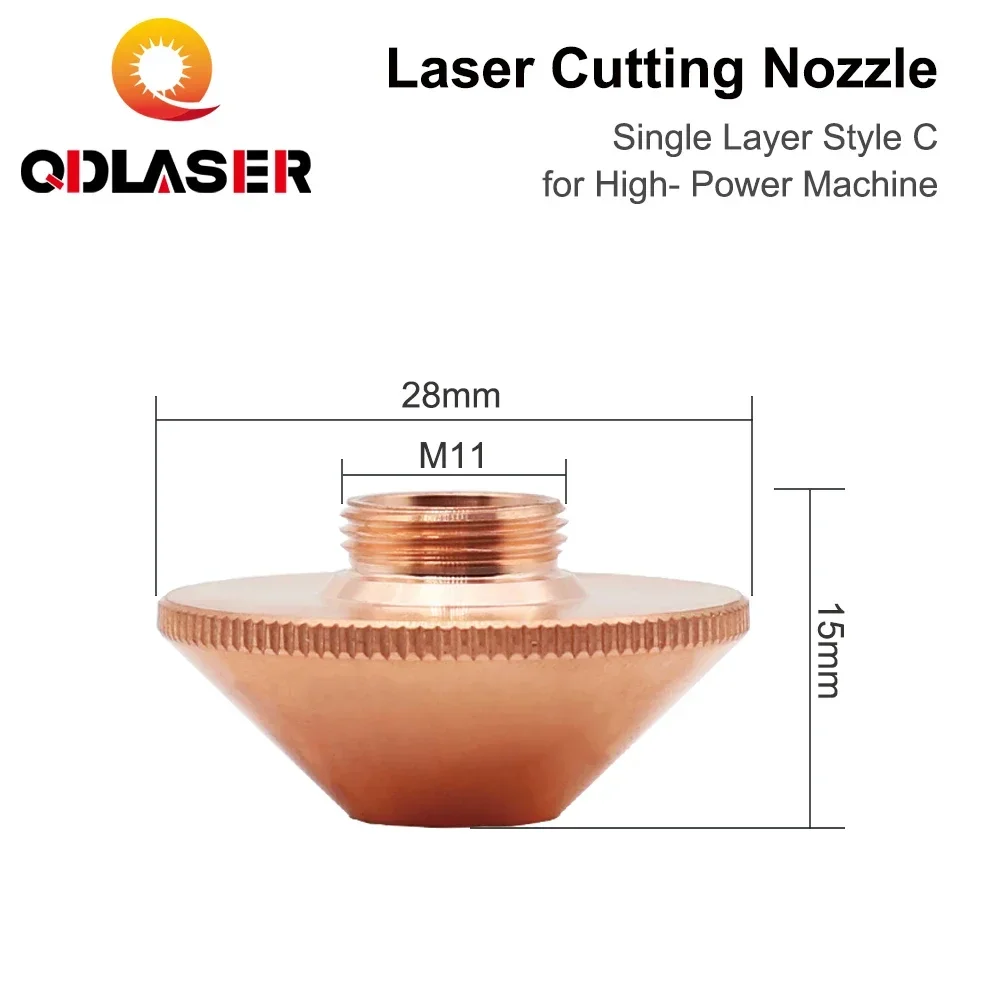 QDLASER Penta C Style Laser Cutting Nozzles Single Layer for High-Power Machine D28 M11 H15mm Caliber 3.5-6.0mm for Fiber Laser