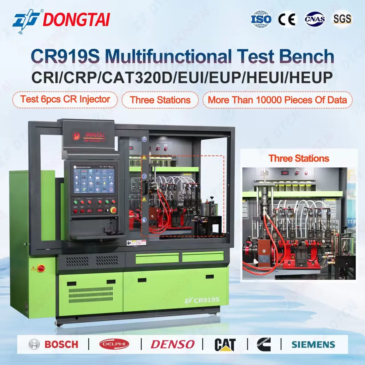 CR919S Dongtai Manufacturer Multifunctional Test Bench for Common Rail Injector Pump Cambox EUI EUP CAT HEUI HEUP Full Function