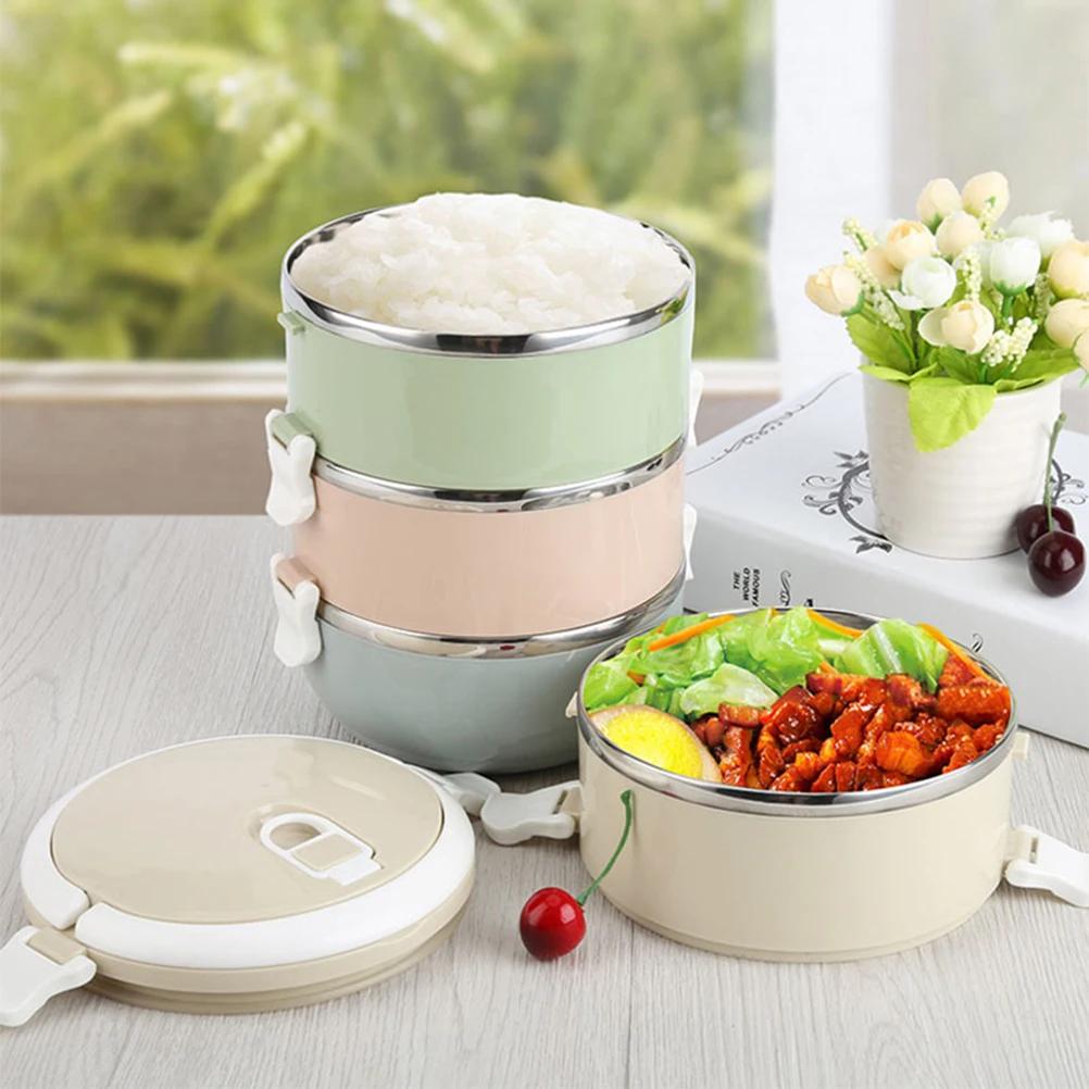 

Stainless Steel Multi-Layer Insulation Lunch Box Portable Food Container Sealed Design Stackable Lightweight For School