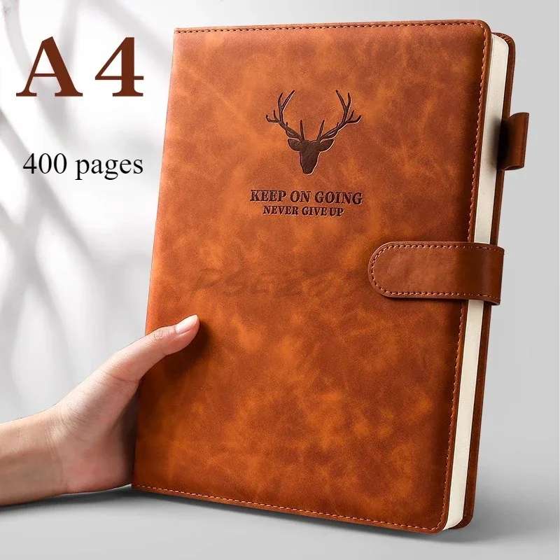 A4 Notebook Ultra-thick Thickened Notepad Business Soft Leather Work Meeting Record Book Office Diary Sketchbook Students Cute