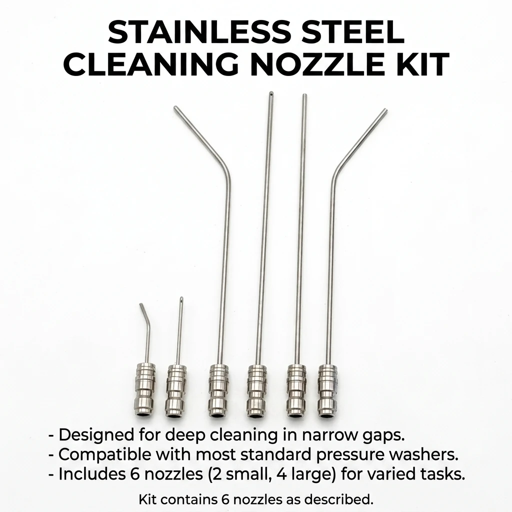 6pcs Narrow Gap Cleaning Nozzles Stainless Steel High Pressure Washer Tips for Washing Machine AC Deep Cleaning Tool Kit