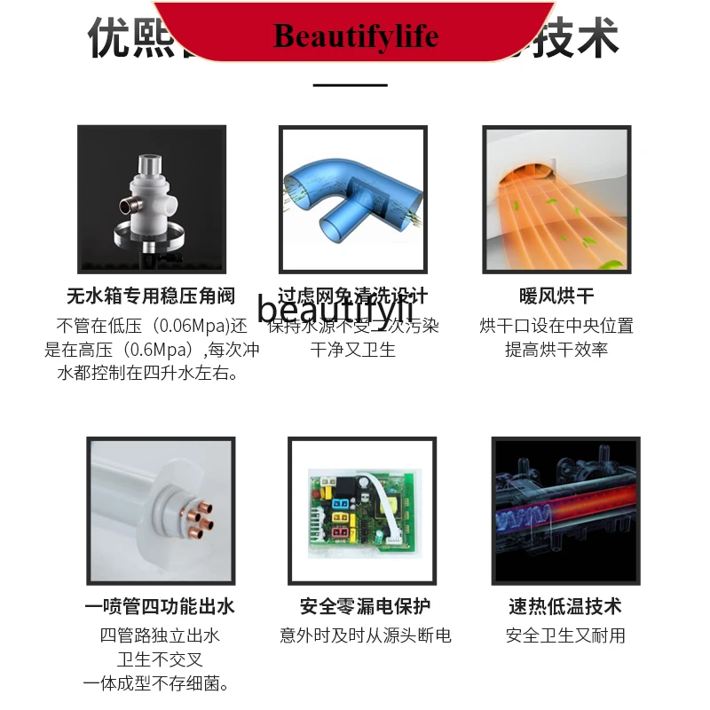 

F185 Full-Automatic Golden Smart Toilet Instant Heating Electric Toilet and Sausage Moistening All-in-One Machine