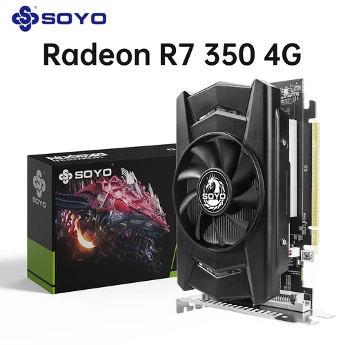 Tarjeta gráfica SOYO AMD Radeon R7 350, memoria DDR5 de 4GB, tarjeta de vídeo VGA DVI compatible con HDMI de 128 bits para componentes de ordenador de escritorio