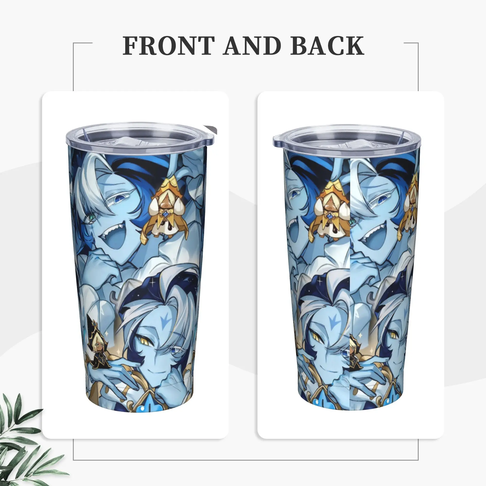 CRK Shadow Milk Cookie Run Kingdom Insulated Tumbler with Straws Lid Cartoon Stainless Steel Coffee Mugs Travel Bottle Cups 20oz