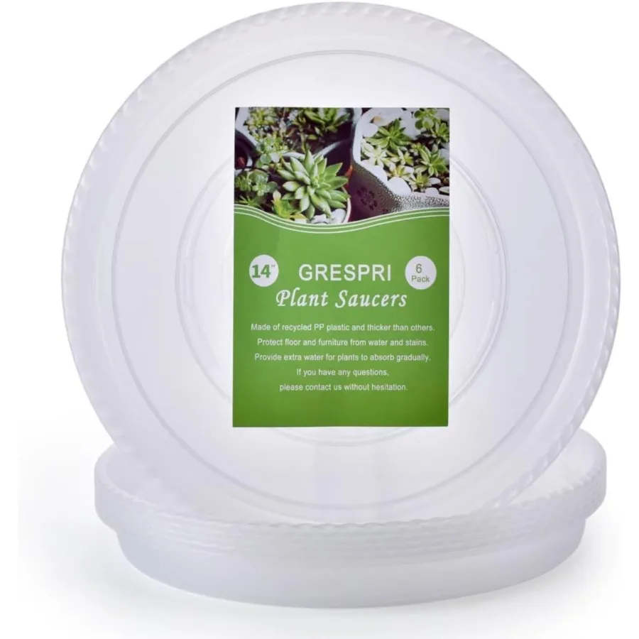 

Прозрачные блюдца для растений, 14 дюймов для использования в помещении и на открытом воздухе, 6 упаковок, сверхпрочные пластиковые подносы для растений с диаметром 12,5 дюйма, Bm, 5 Ga