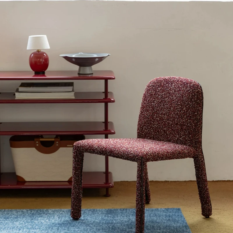 

tweed single chair red dining chair full soft bag high elastic light luxury modern minimalism