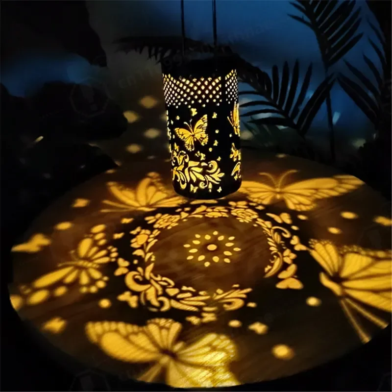 Solar Butterfly Projection Outdoor Courtyard Lawn Hanging Landscape Decoration Garden Butterfly Shaped Floor Lamp