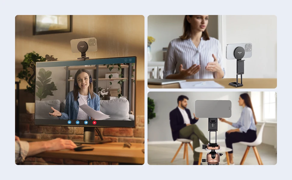 NEEWER Kontinuitätskamerahalterung für Desktop-Monitor, magnetischer dreifach faltbarer Schreibtisch-Telefon-Webcam-Halter für MagSafe, iPhone, iMac, Apple TV – Detail 5