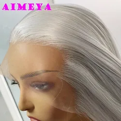 AIMEYA Free Part Silver Cosplay Wig Widow's Peak Synthetic Lace Front Wig Long Straight AoGuang Cosplay Wig for Men or Women