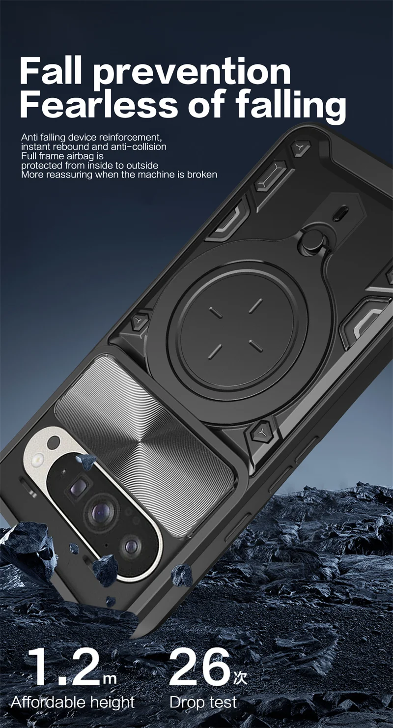 Funda Armor With Ring Stand For Google Pixel 9 Pro XL Case Car Magnetic Holder Back Cover For Pixel 9 9Pro 9ProXL Lens Protect