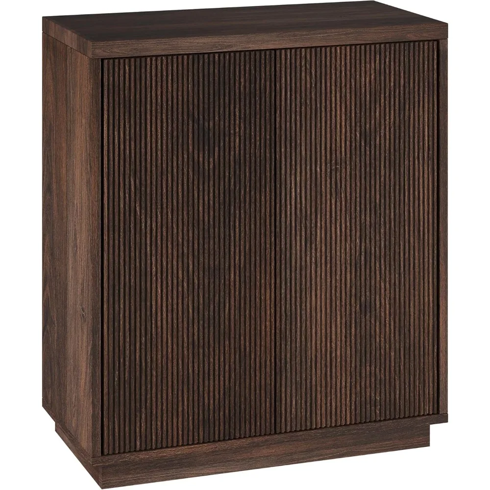 

28 Fluted Wooden Accent Cabinet, Modern Ribbed Sideboard Buffet Cabinet with 2 Doors and an Adjustable Shelf for Livin