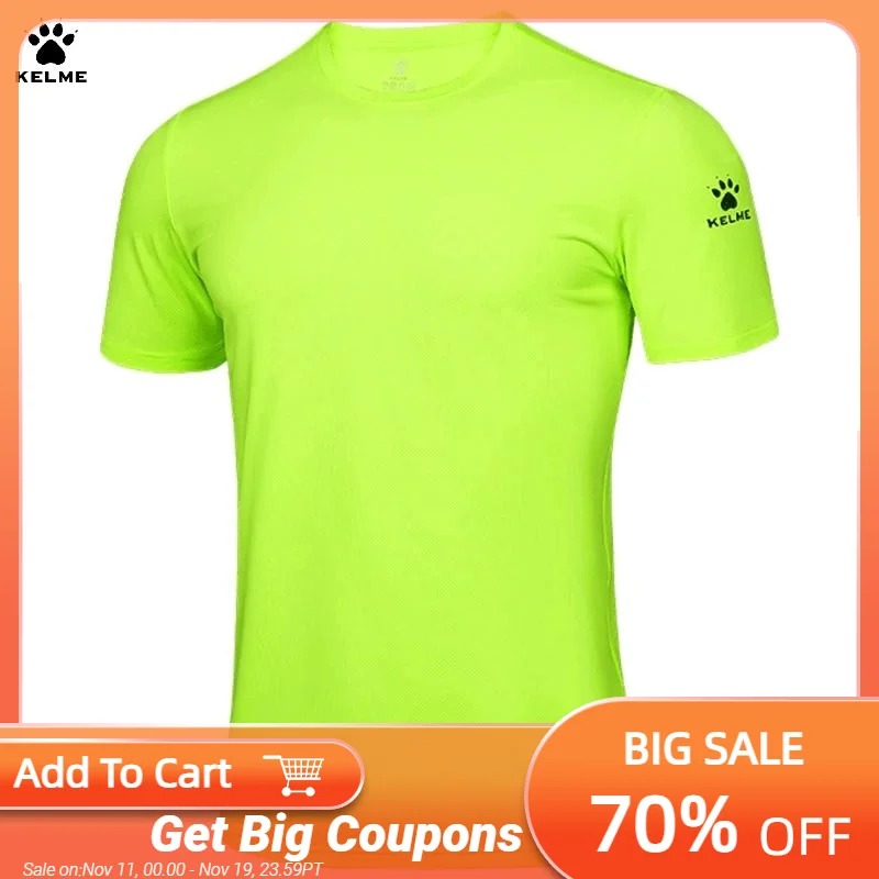 

Kelme Men's Outdoor Camping T-shirt Breathable Sports Hiking Tights Round Neck Ice Silk Fitness Quick-drying Yoga Tops