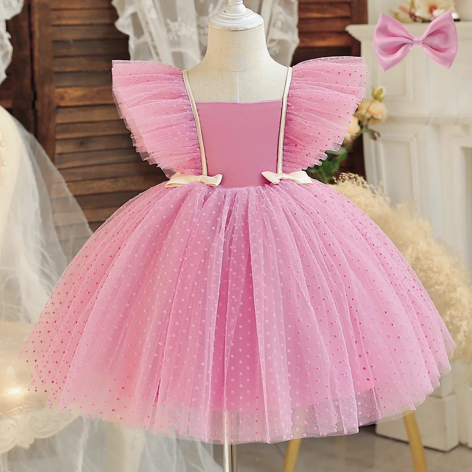 Party Dress for Baby Girls Ruffles Cute Girl Birthday Party Gown Christmas Xmas Sequin Edis Costume for 1-5Y Kids Princess Dress