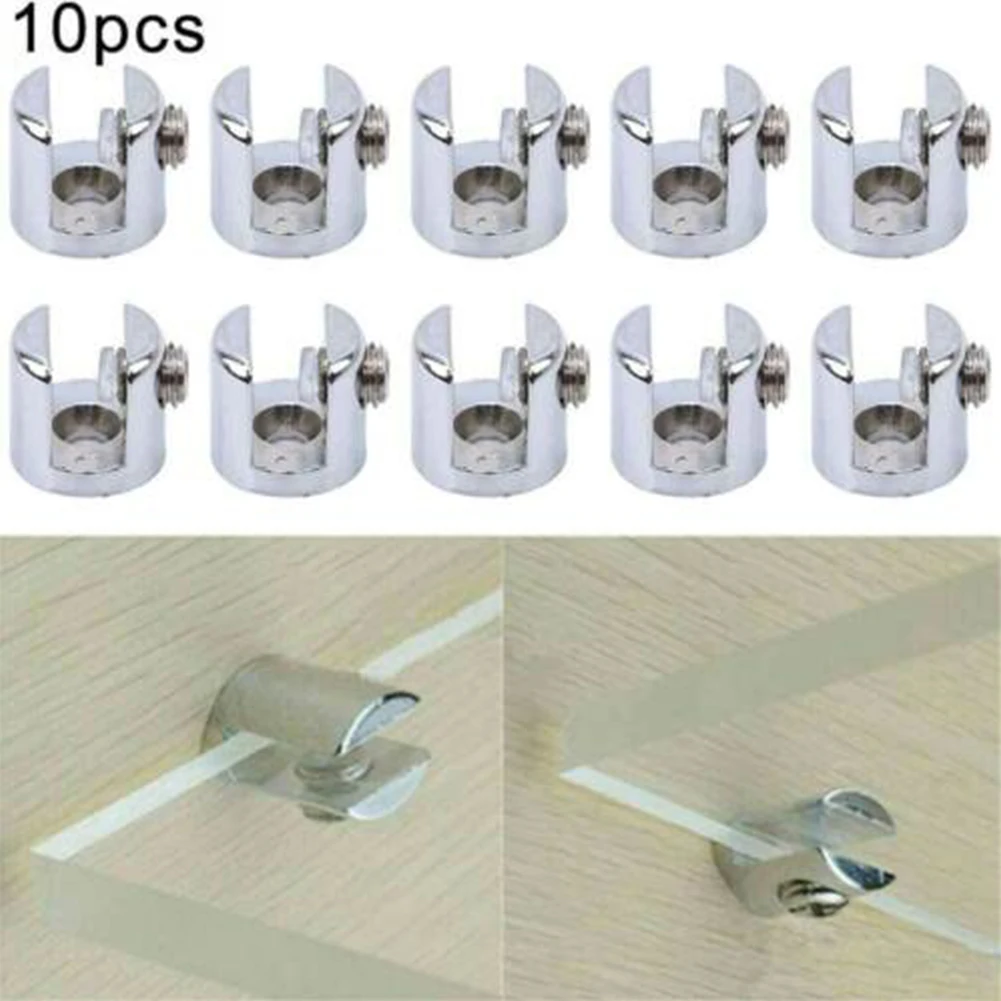 10Pcs Glass Brackets Glass Shelf Clamp Holder Flat Back Mount Holder  Zinc Alloy Glass Laminated Board  Fixed Clip Hardware