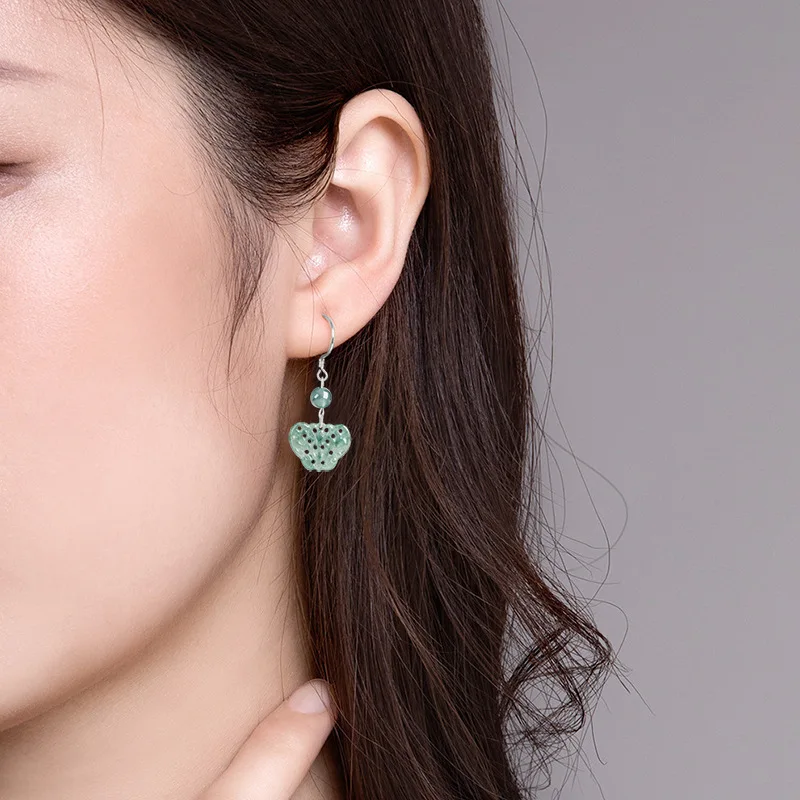 Mai Chuang/ 925 Silver Inlaid Natural Emerald Blue Water Hollow Butterfly Fine Jewelry Accessories Luxury Women's Drop Earrings