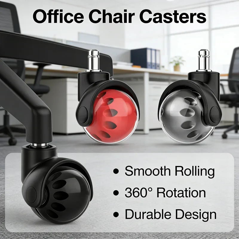 (5 Packs) 2 Inch Ball Office Chair Caster Wheels Nylon PU Inserts  Type M11 General Furniture Wheel Set for Chairs And Furniture