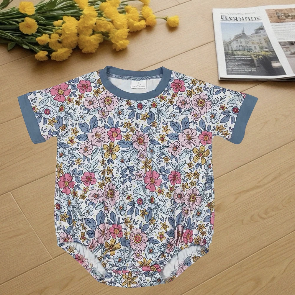 

9.1 Baby Girls Summer Rompers Baby Girls Green Flowers Pink Summer Rompers