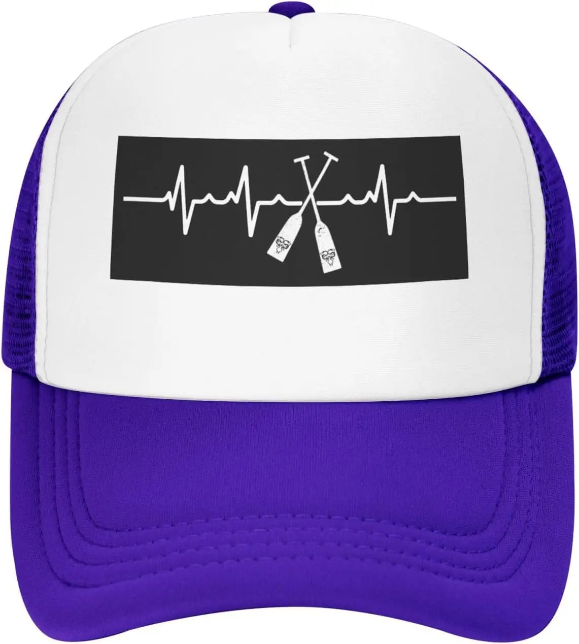 Paddles Heartbeat Row Boat Racing Trucker Hat Adjustable Polyester Mesh Snapback Cap Unisex Casual