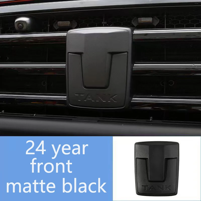 For Tank 300 2024 ABS Front Grille Logo Decorative Frame 2021 2023 Tank 300 Badge Decals Black Badge Logo Emblem Cover