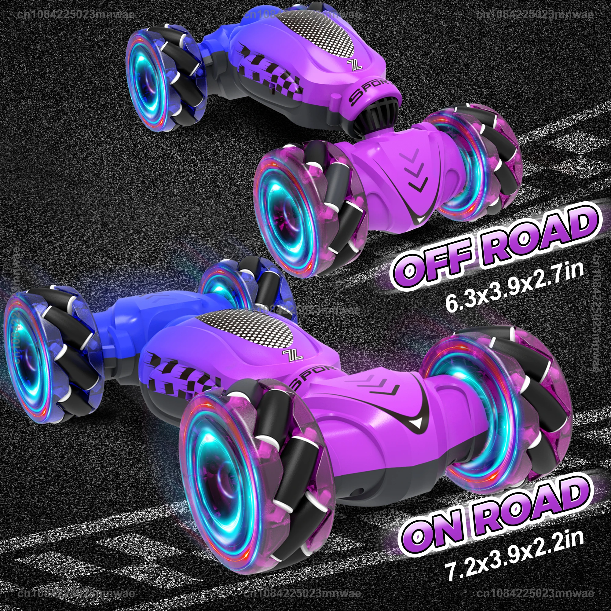 جهاز التحكم عن بعد بمستشعر الإيماءات للسيارة RC Stunt Car 2.4 جيجا هرتز 4WD 360 °   ألعاب دوارة للطرق الوعرة لهدايا الأطفال من 6 إلى 12 عامًا