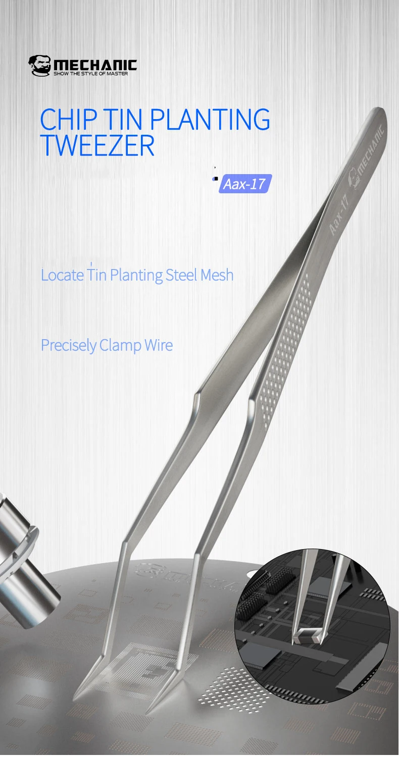 Mechanic Aax-17 Stainless Steel Precisional Tweezers Non-slip and Wear-resistant for Clamping of Tin Wire Fly Line Repair Tool