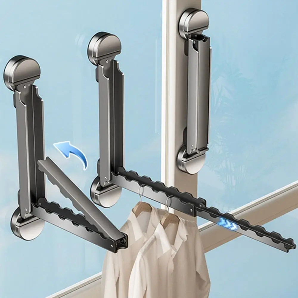 

Expandable Design Suction Cup Clothes Drying Rack Foldable Wall Mounted No-Drill Clothes Hanger Strong Load Bearing Reusable