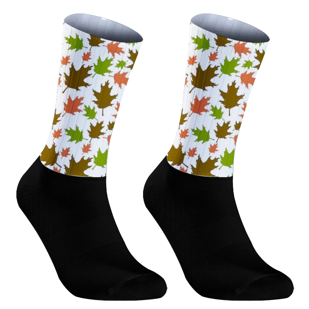 Maple Leaf Pattern  Sport Sock  Anti Slip Professional Bike Socks Men And Women Street Sports Socks Racing Cycling Socks