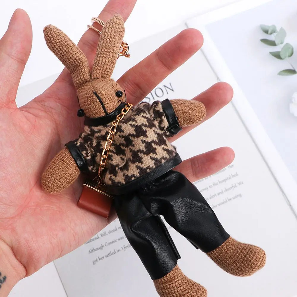 مفتاح حامل الاطفال دمية على شكل حيوان قلادة الكورية نمط حلقة رئيسية حقيبة قلادة الديكور سيدة أرنب سلاسل المفاتيح الفتيات اكسسوارات السيارات #4