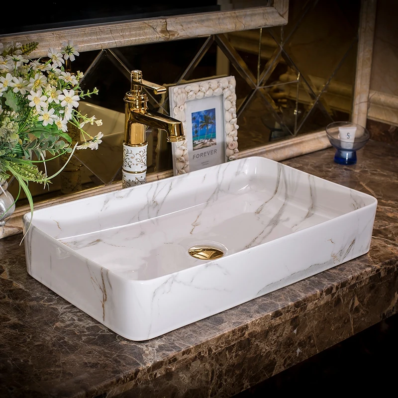 

Rectangle Jingdezhen ceramic sanitary art counter basin wash basin lavabo sink Bathroom sink china washbasin