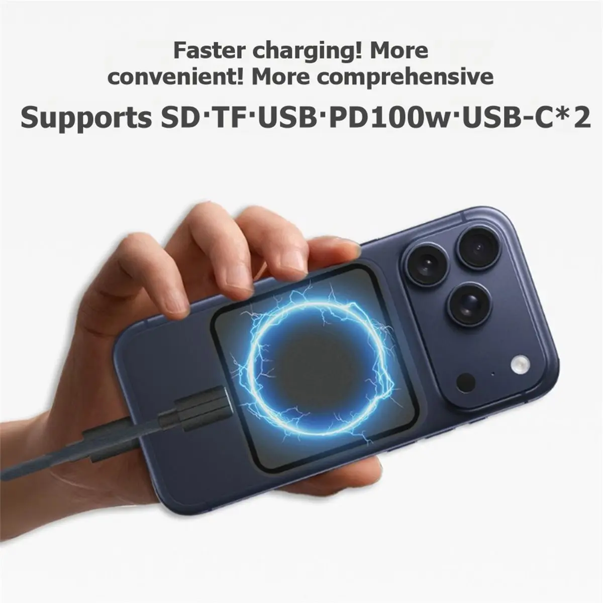 NEW FACTORY~Multi-Functional Magnetic Docking Station Type-C Card Reader PD100W for Cameras TF Cards SD Cards Phones Laptops