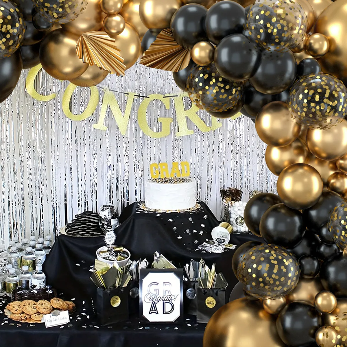 Black Gold Balloon Garland Arch Kit Confetti Latex Baloon Graduation Happy 30th 40th Birthday Balloons Decor Baby Shower Favor