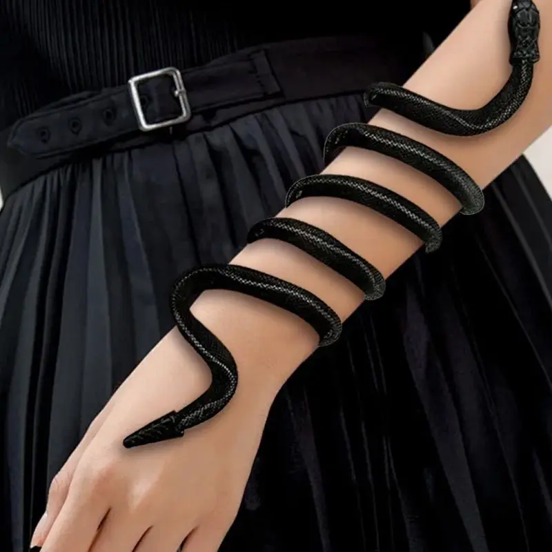Snake Bracelet Armband Gothic Dark Jewelry Black Gold Gradient Adjustable Wrap Animal Unisex Punk Cool Fashion Trendy Women Men