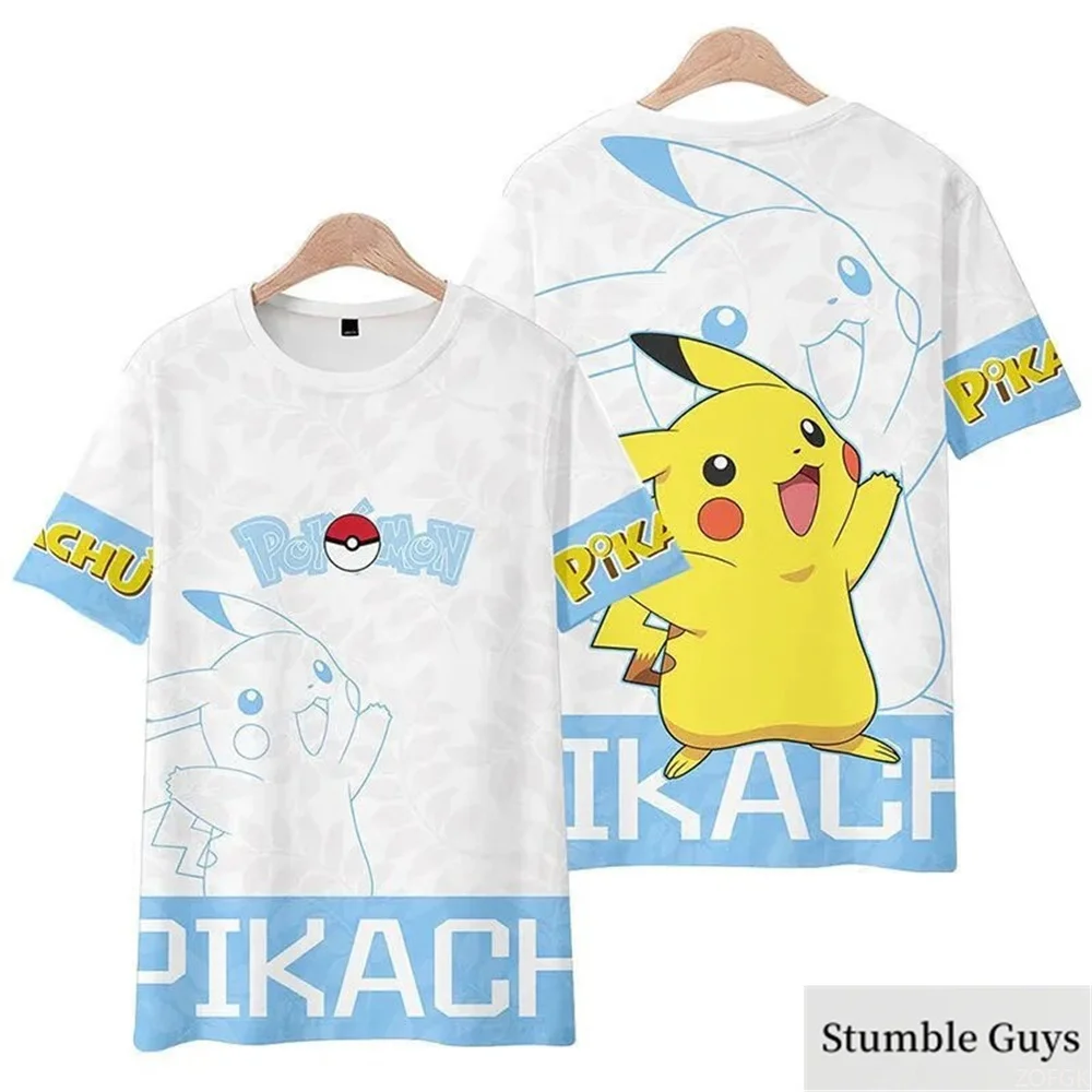 بوكيمون الصيف الكرتون موضة ثلاثية الأبعاد تي شيرت مطبوع الاطفال الفتيان الفتيات بيكاتشو تي شيرت الاطفال Harajuku ملابس لطيف الرجال ملابس حريمي