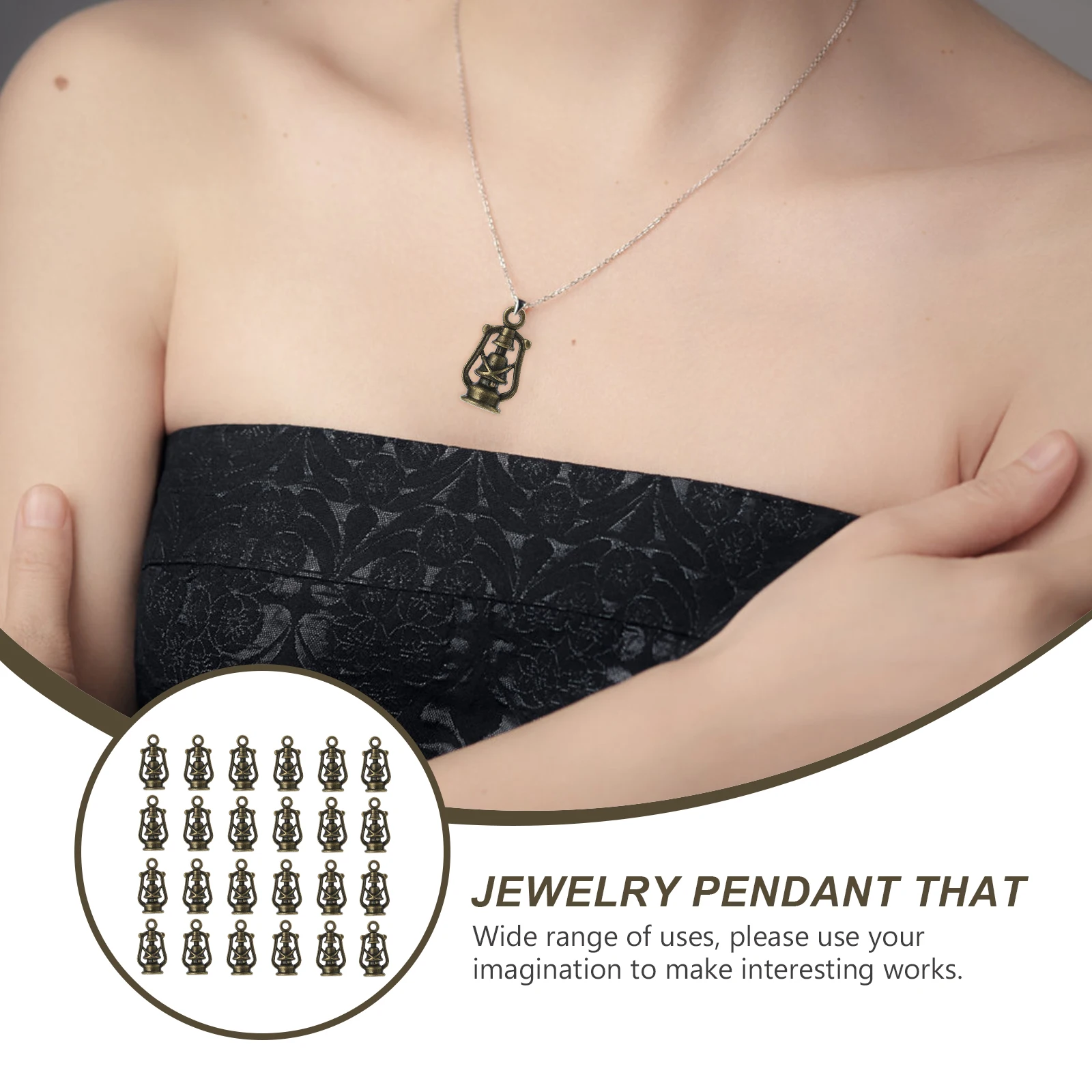 

100pcs Alloy Pendants Vintage Hanging Charms Diy Jewelry Making Necklace Bracelet Earring Charms Lamp Shape Durable