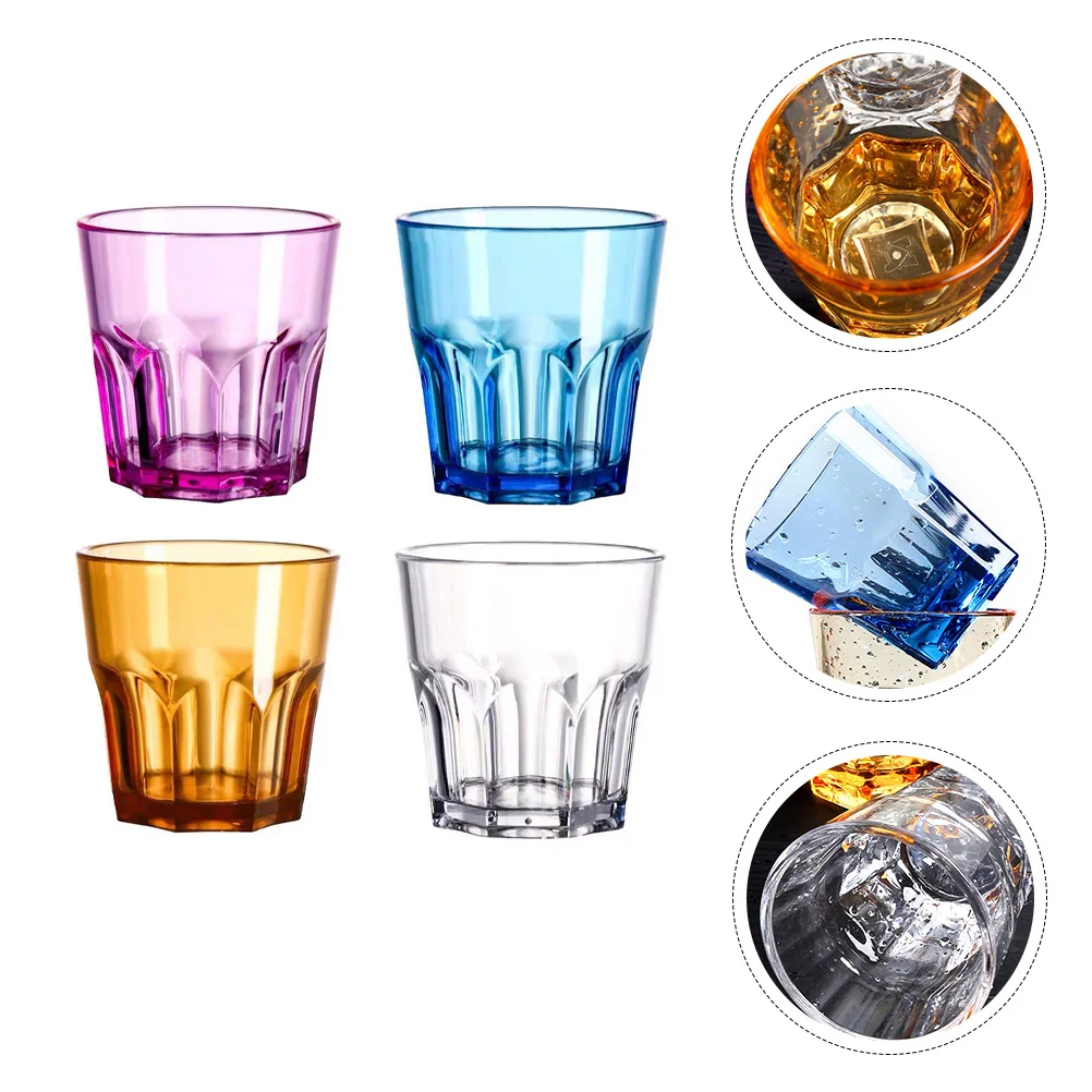 4 Pcs Acrylic Octagonal Cup Mug Insulated Coffee Bottles Juice Paper Cups Whiskey Beer Glasses Vintage