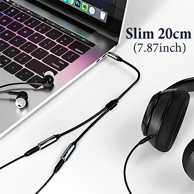 Mic Headphone Splitter 3.5mm Audio Headset Y Splitter Cable TRRS Male To Dual Female Separate Jack for Laptops Tablet Smartphone