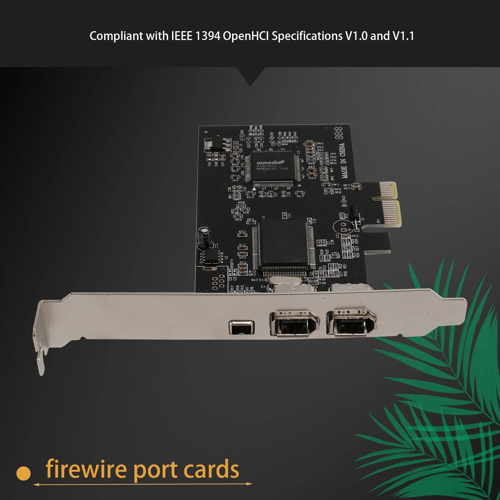 1394 Firewire Card,Pcie 3 Ports 1394A Firewire Expansion Card, PCI Express To External IEEE 1394 Adapter Controller-N35R