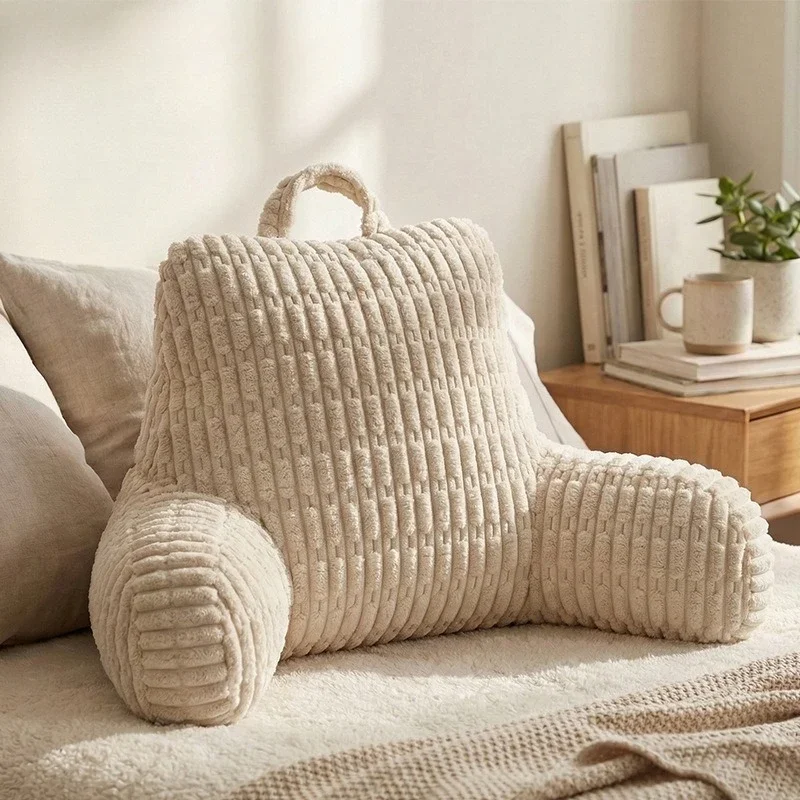 Solid Colored Plush Headboard Bolster Waist Big Backrest Bedhead Reading Pillow Cushion Balcony Living Room Soft Leisure Pillow