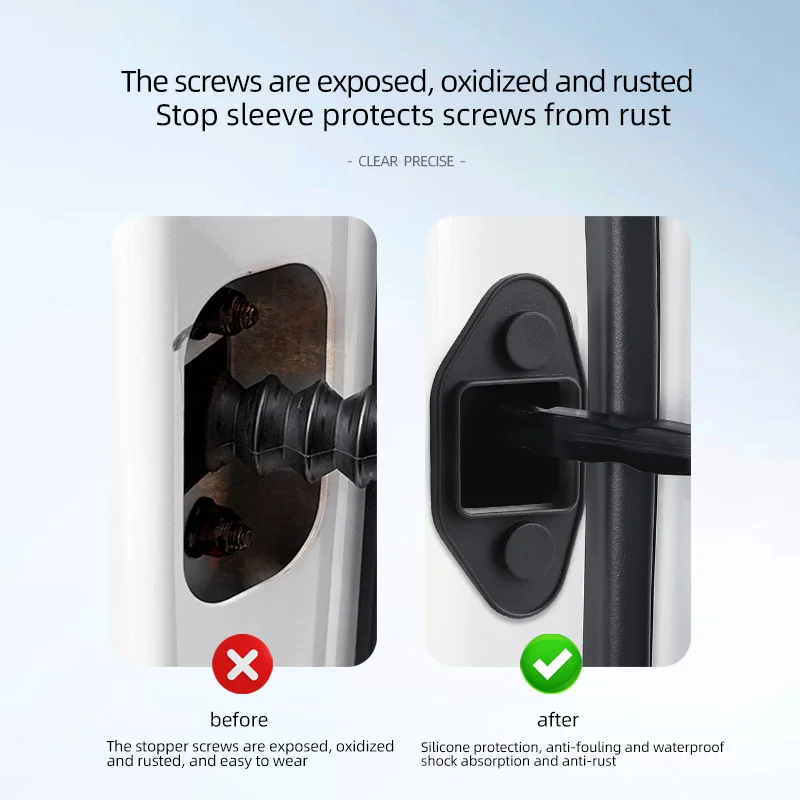4pcs Silicone Car Door Lock Buckle Protection Cover For BMW 3 5 7 Series F30 E90 G20 F10 X1 X5 F15  Mute Buffering Cushion