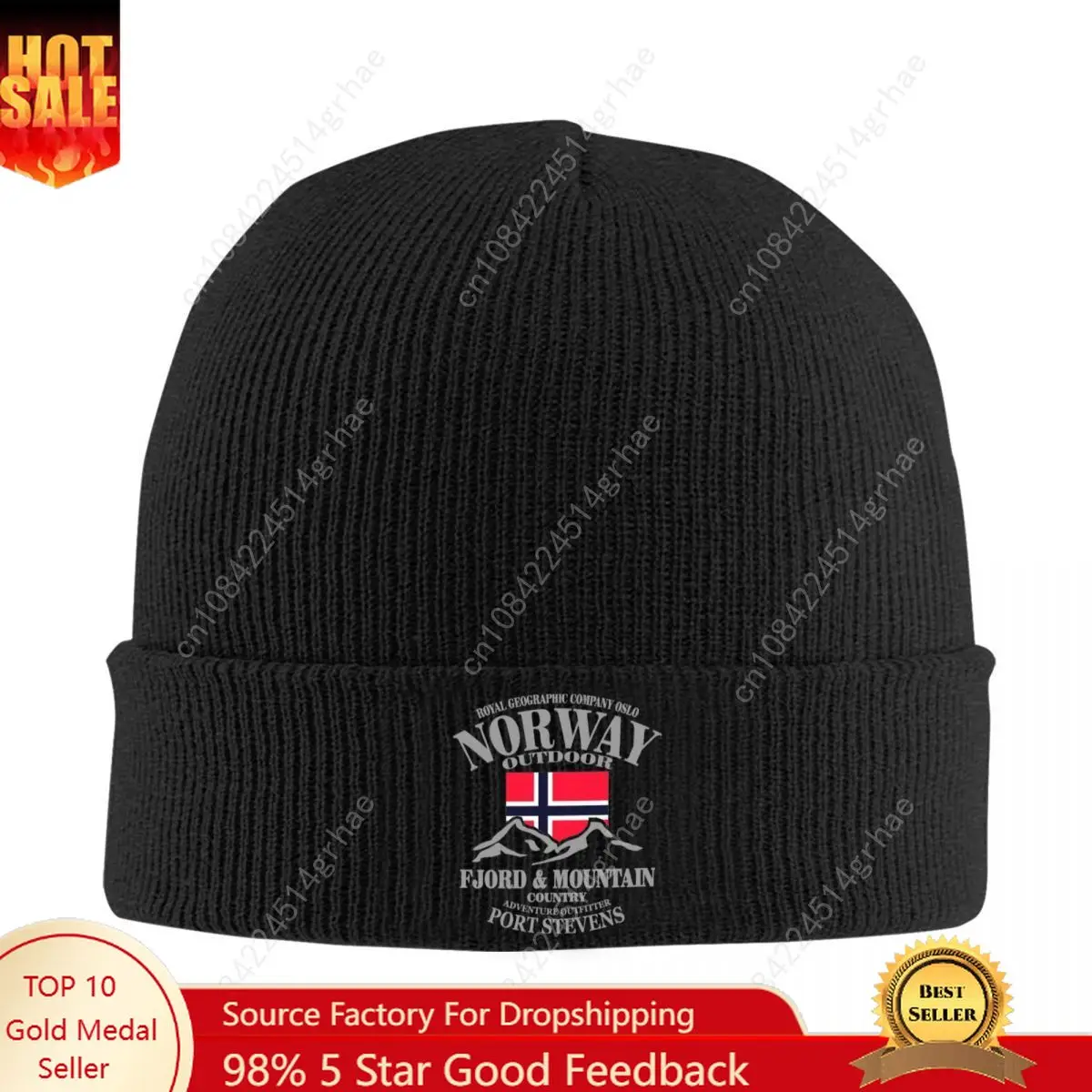

Norway Flag Fjord Mountain Hats Autumn Winter Beanie Warm Cap Men Women Skullcap