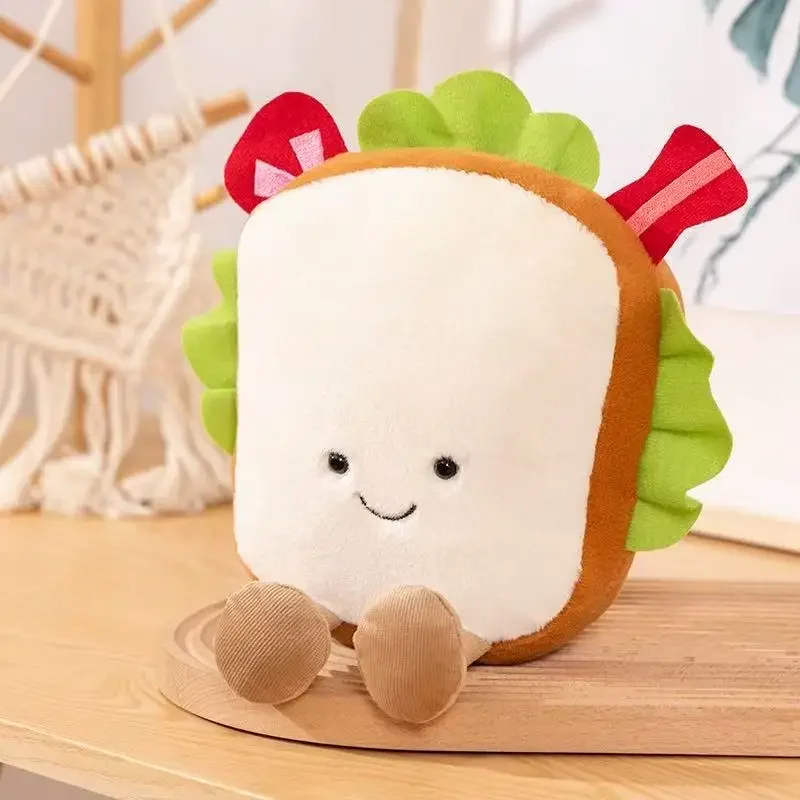 26/28cm simulación nuevo sándwich patatas fritas peluche juguete dibujos animados anime lindo almohada regalo de cumpleaños para niños muñeca divertida