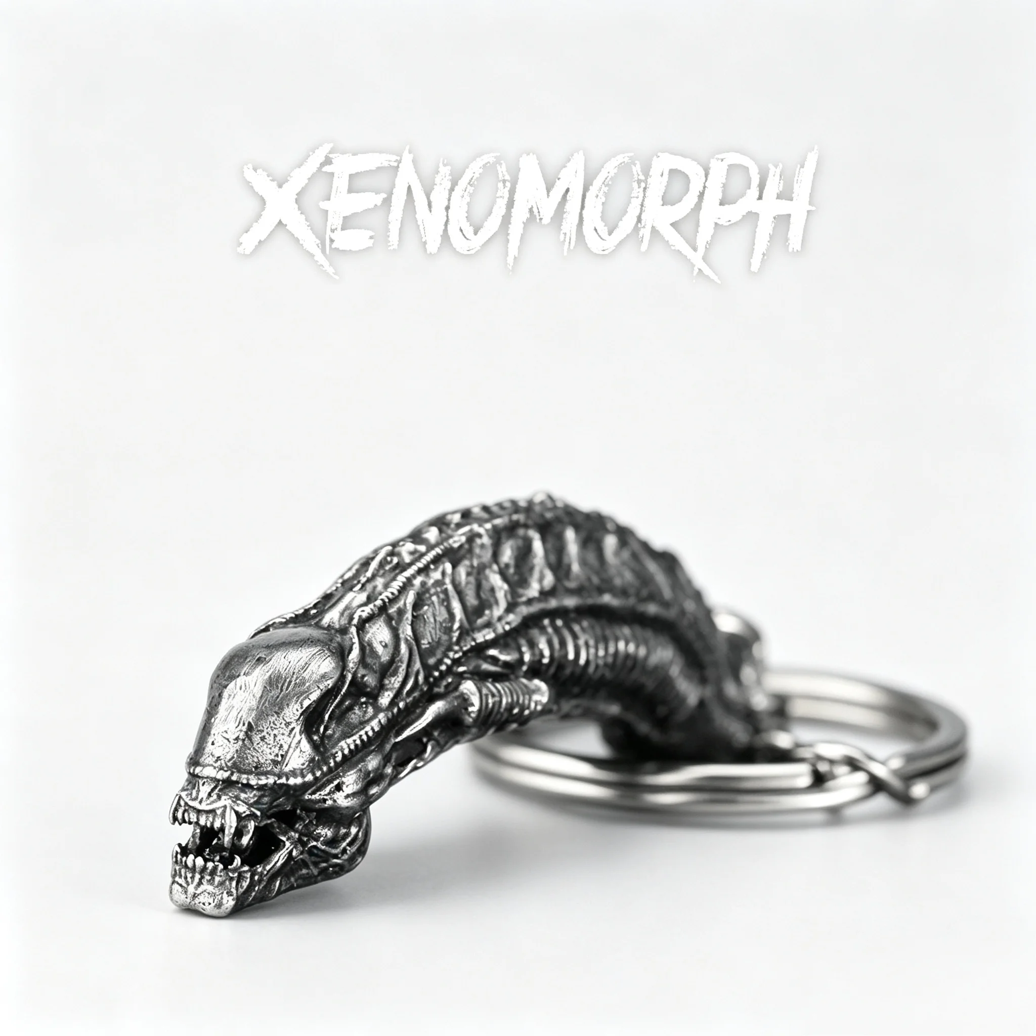 Cupronickel Xenomorph Key Ring Car Pendant Small Jewelry Premium Solid Metal Accessory