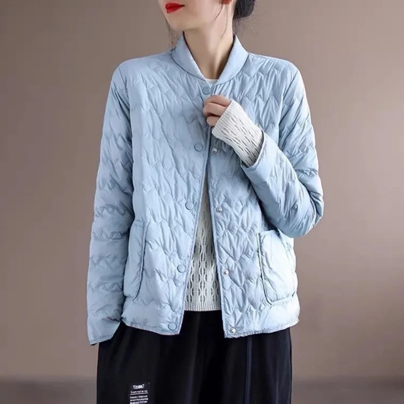 Women Korean Style Stand Collar Quilted Cotton Coat Winter Loose Warm Padded Jacket Outerwear S 4XL