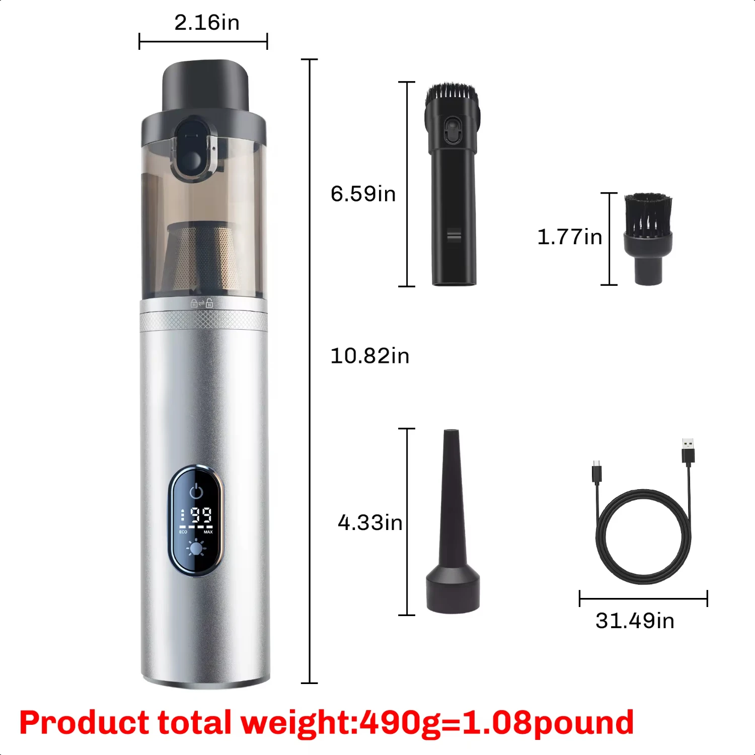 2024  13000Pa Mini Car Vacuum Cleaner Portable Wireless Handheld Cleaner   Office Appliance Poweful Cleaning Machine